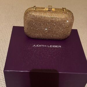 Judith Leiber Slide Lock Gold Clutch